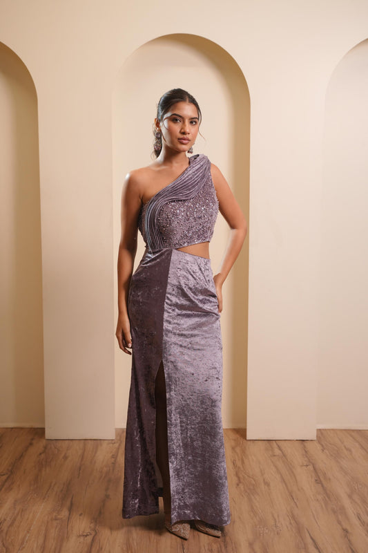 Pearl wave one shoulder dress